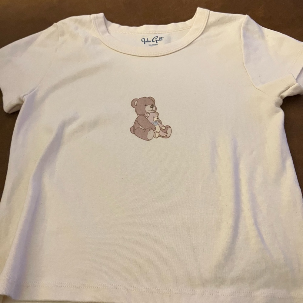 Brandy Melville White baby  Tee with Teddy Bear